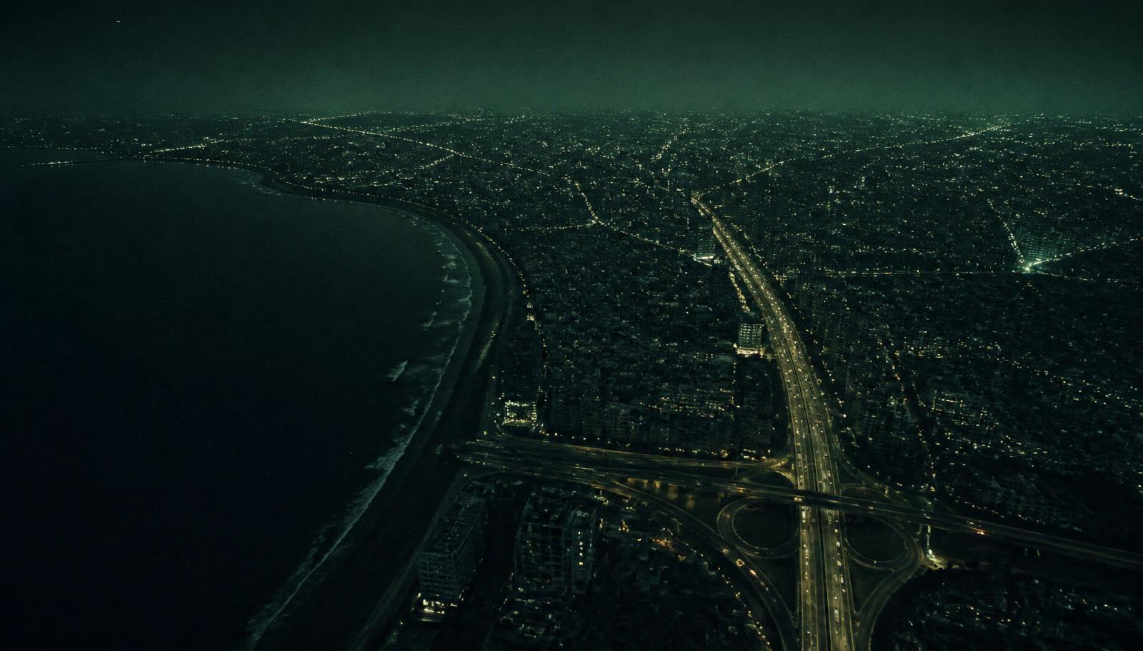 Aerial night view of San Andreas